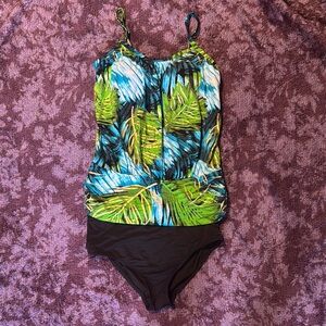 Sz10 Tropical 2 Piece Leaf Print Tankini Swimsuit Your Best Look